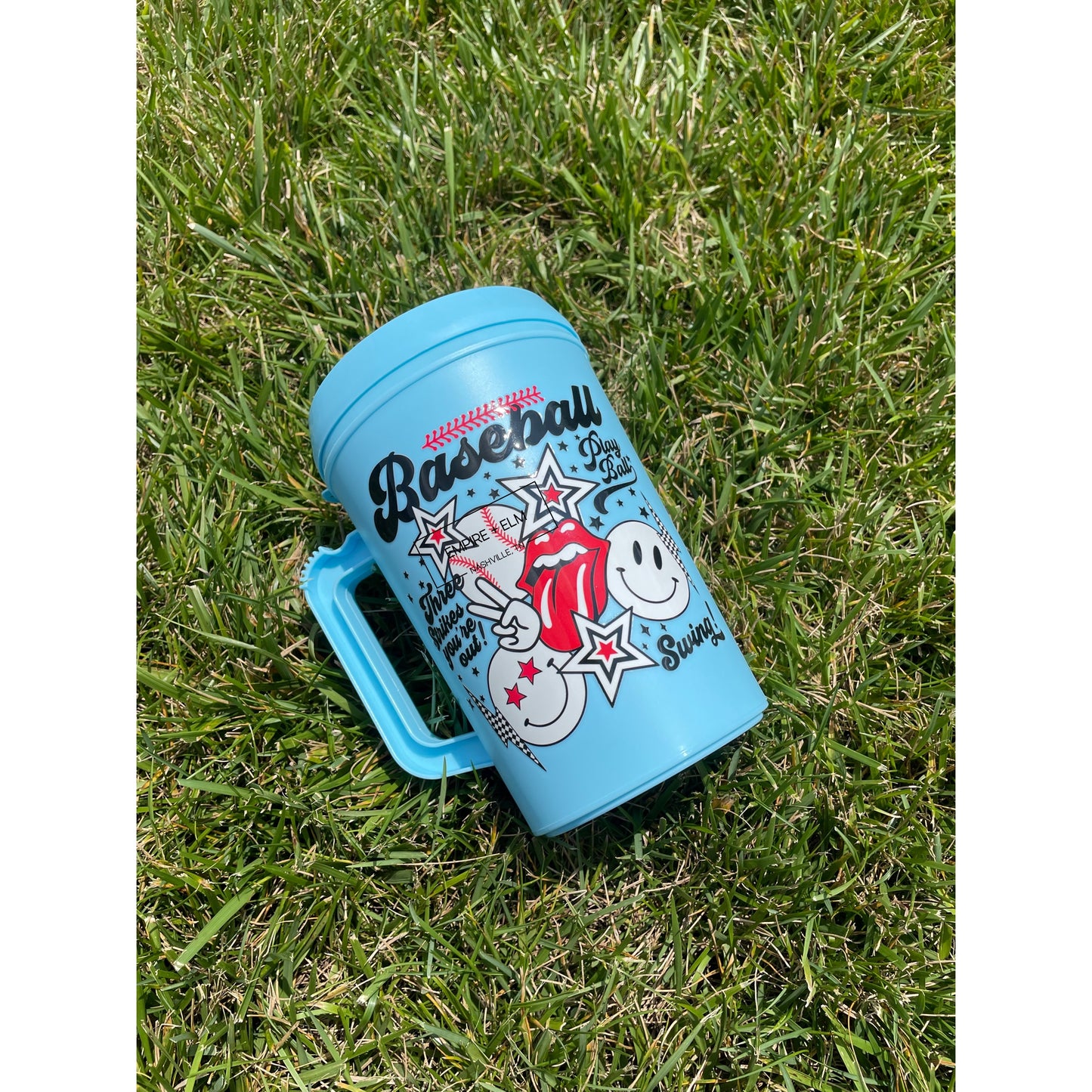 Baseball Wrap 34 oz Mega Mug in Light Blue