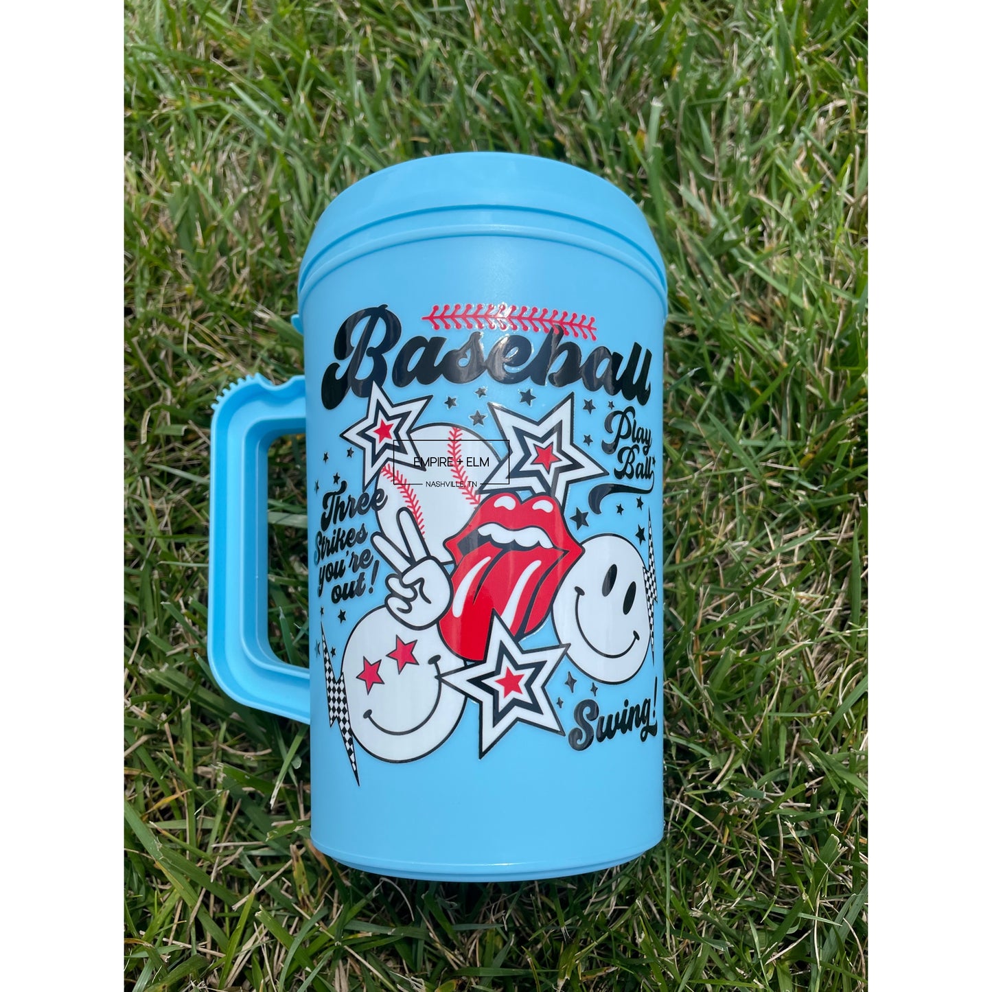 Baseball Wrap 34 oz Mega Mug in Light Blue