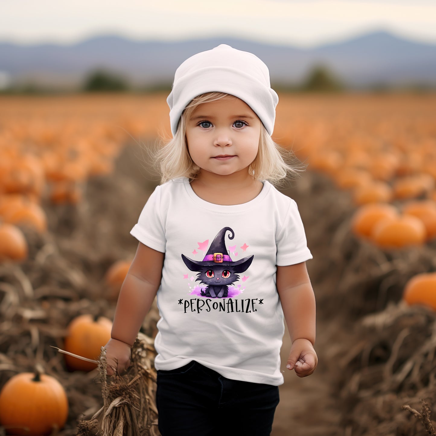 Personalized Witch Cat Kids Shirt