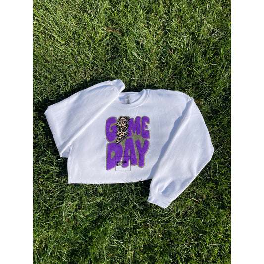 Purple Game Day Chenille Patch Women’s Sweatshirt