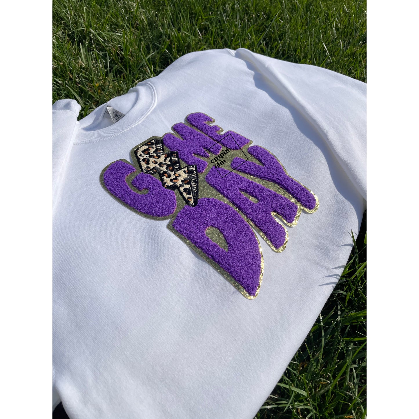 Purple Game Day Chenille Patch Women’s Sweatshirt