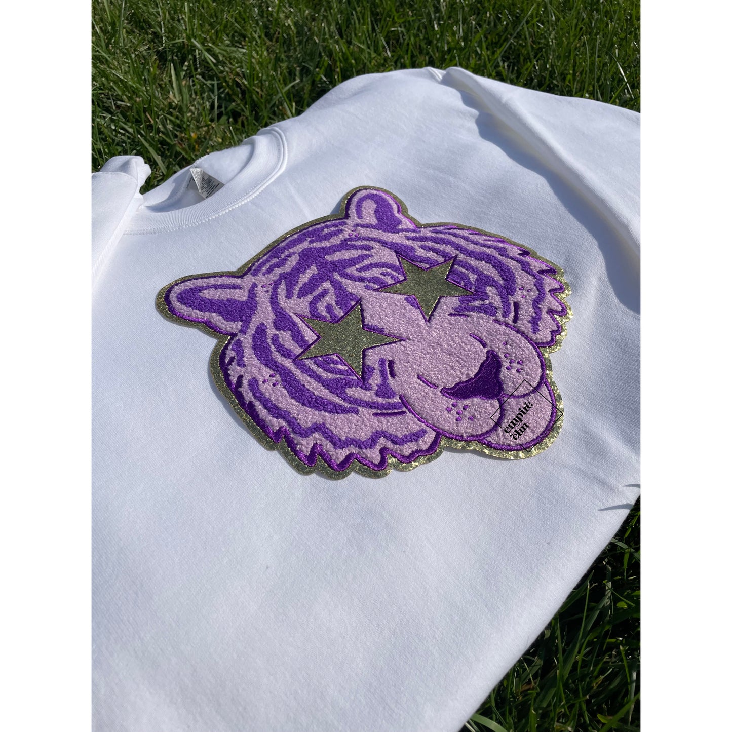 Purple Tiger Chenille Patch Women’s Sweatshirt