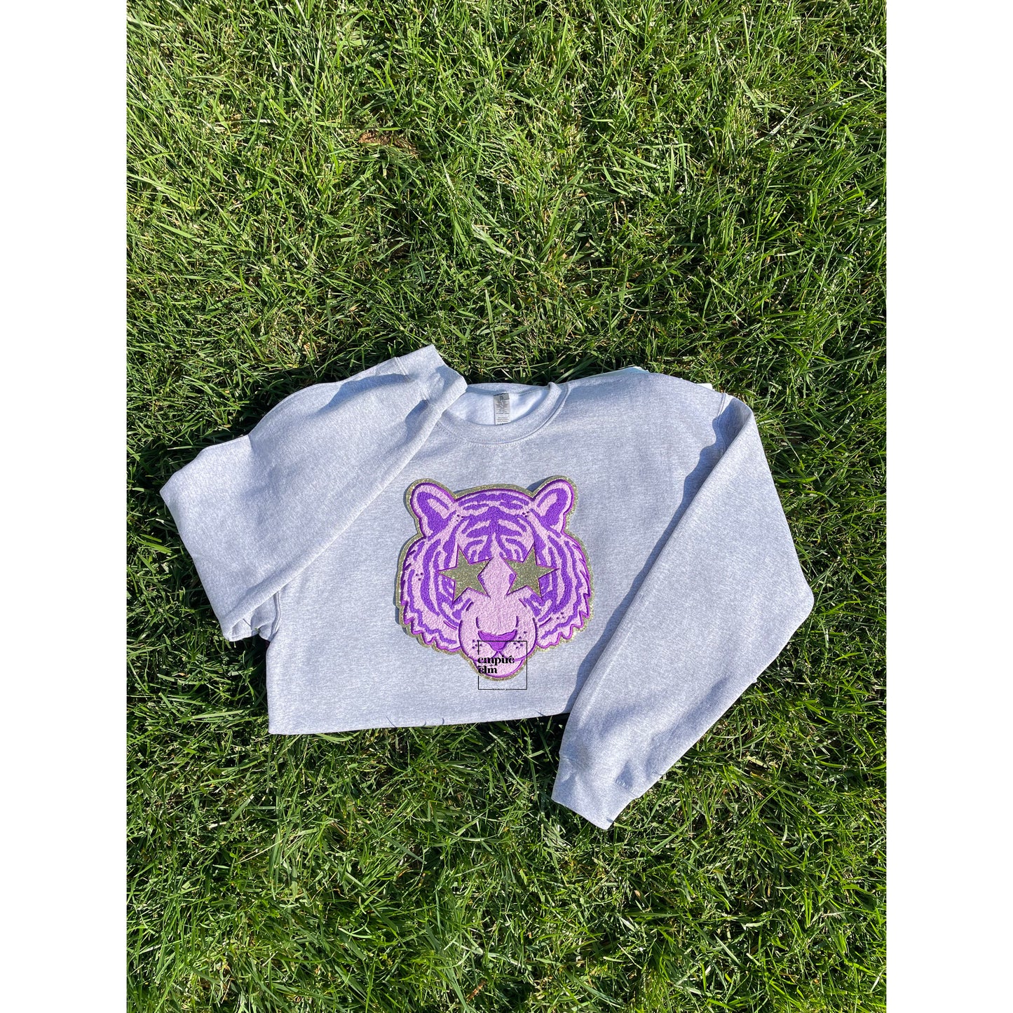 Purple Tiger Chenille Patch Women’s Sweatshirt