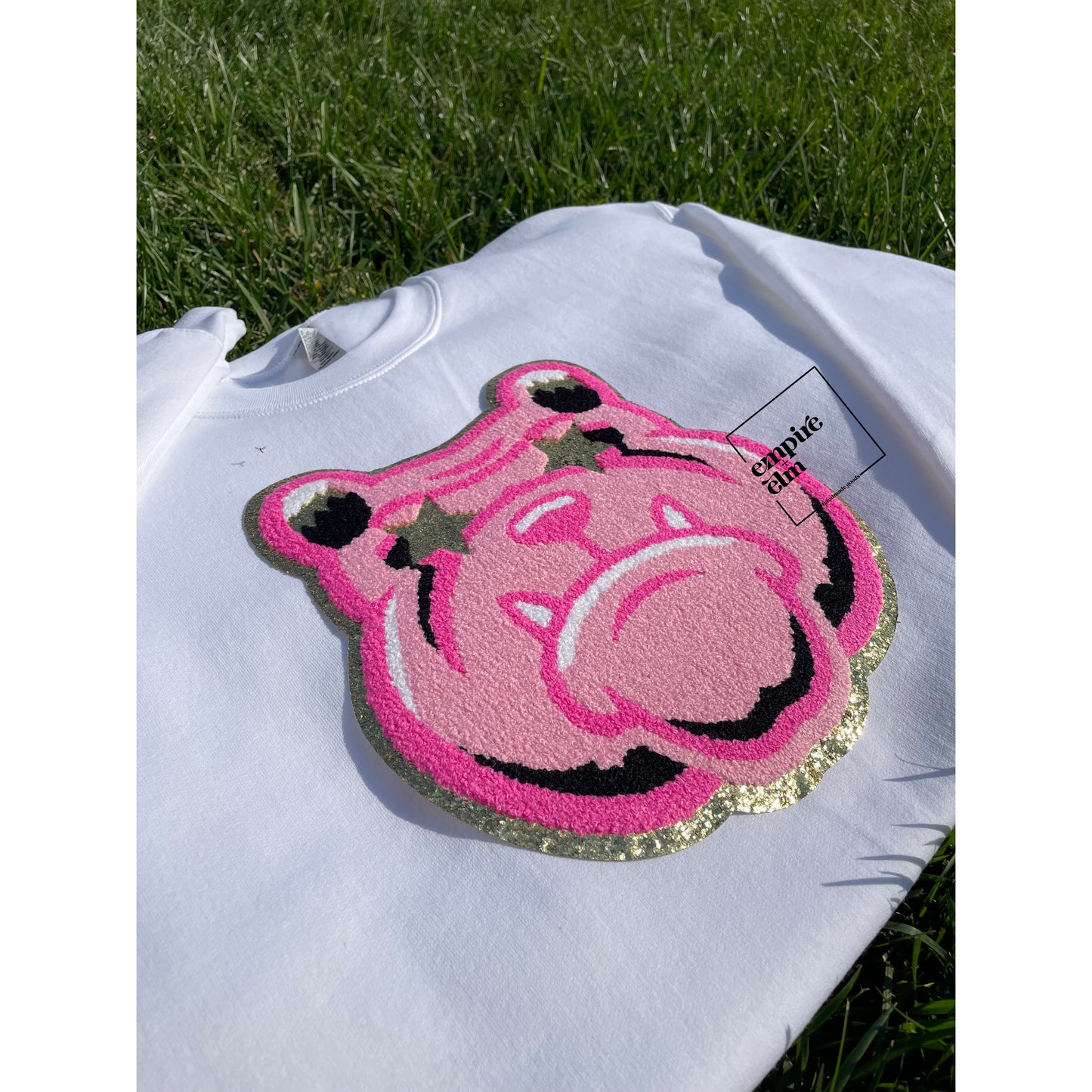 Hot Pink Bulldog Chenille Patch Women’s Sweatshirt