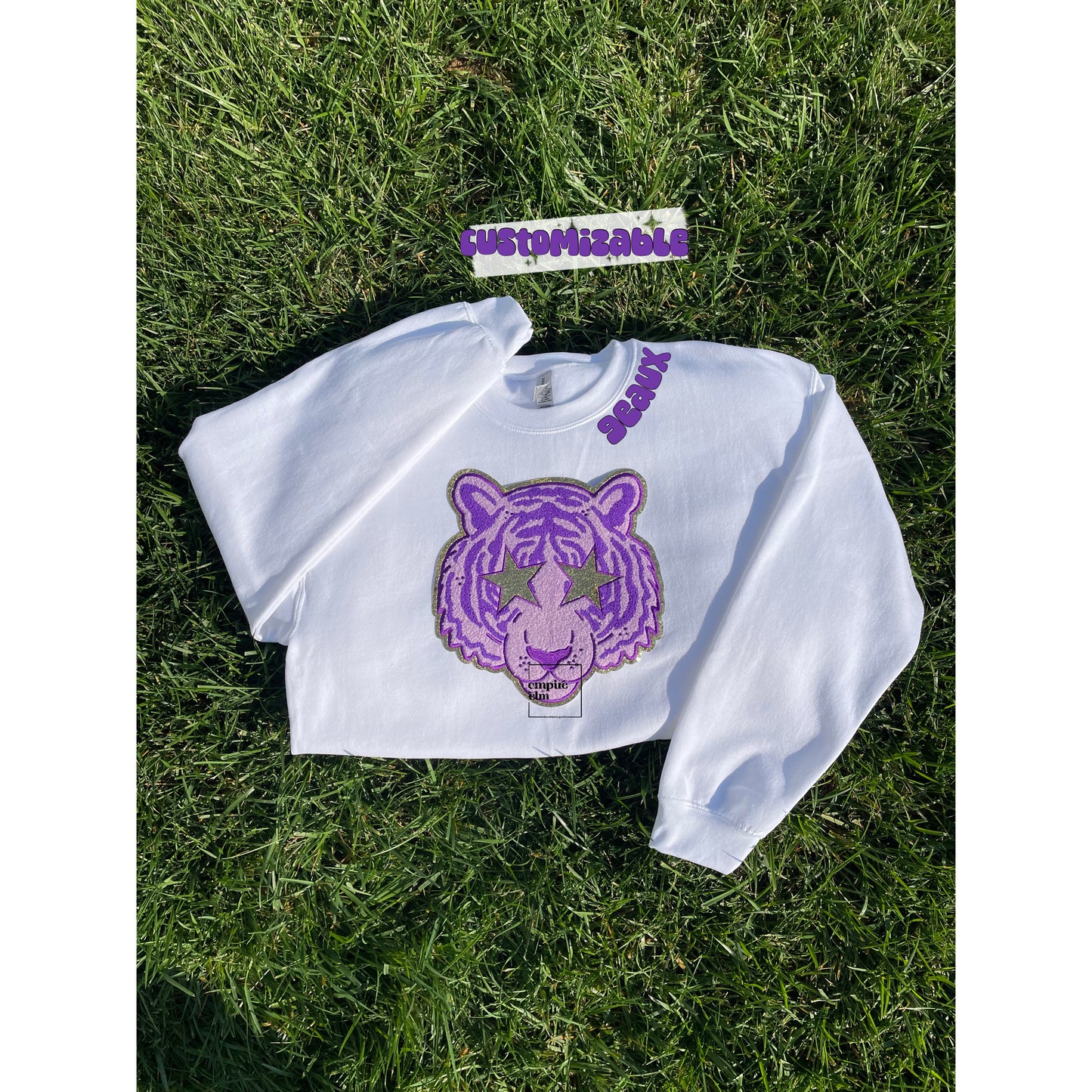 Purple Tiger Chenille Patch Women’s Sweatshirt