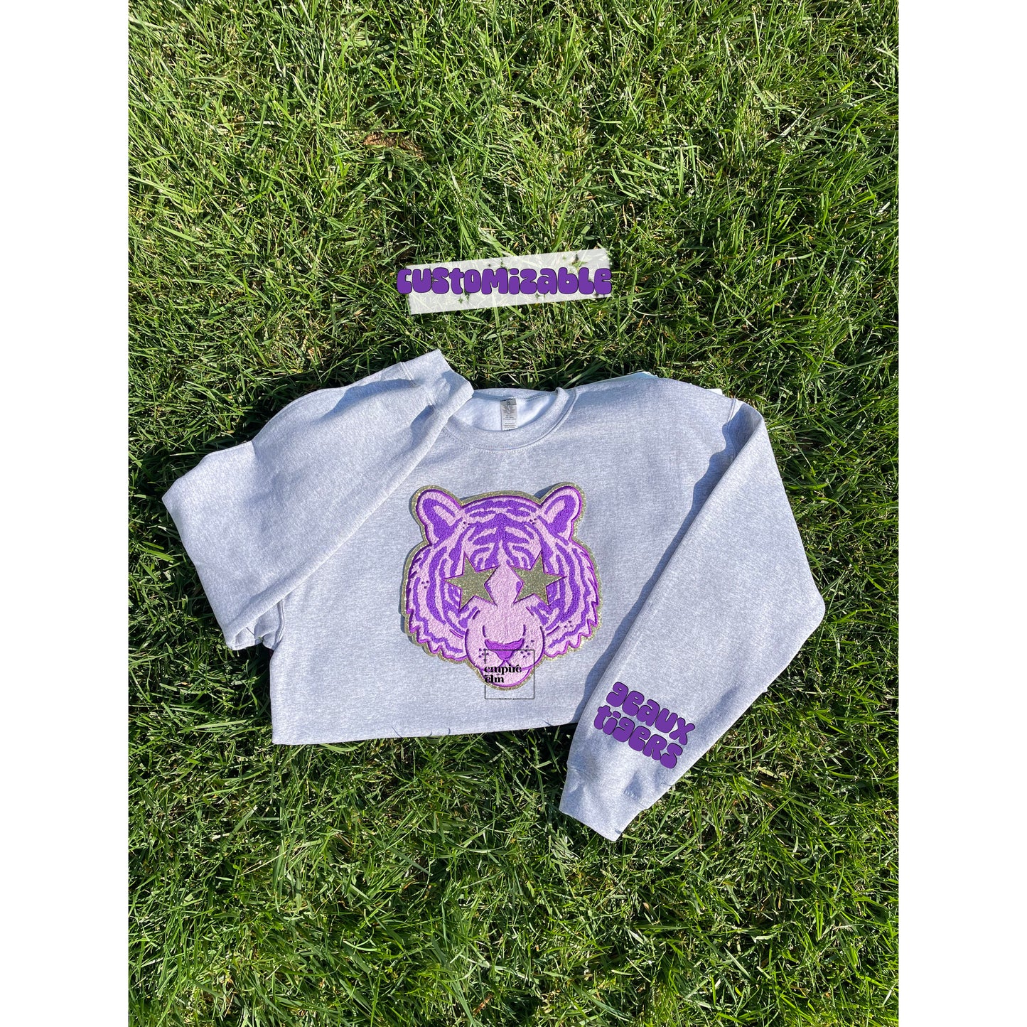 Purple Tiger Chenille Patch Women’s Sweatshirt