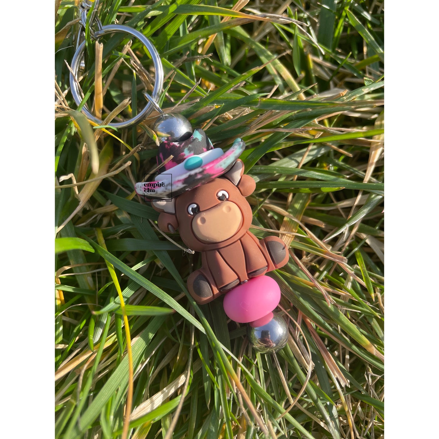 Tie Dye Brown Cow Keychain