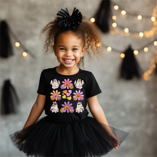 Floral Halloween Grid Kids Shirt