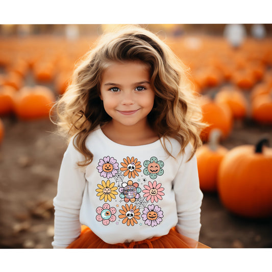 Retro Halloween Grid Kids Shirt