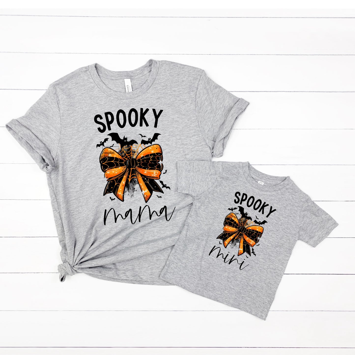 Spooky Mama Orange and Black Bow Women’s Shirt