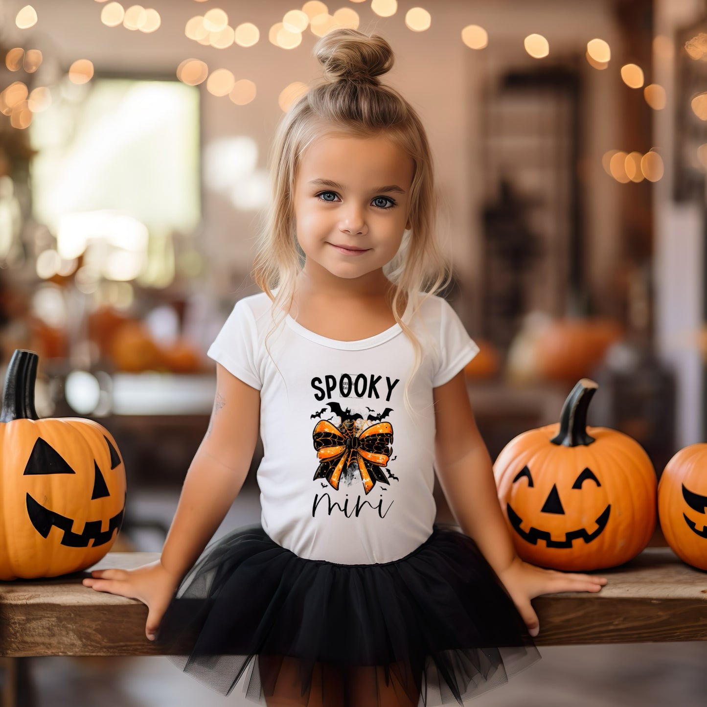 Spooky Mama Orange and Black Bow Women’s Shirt