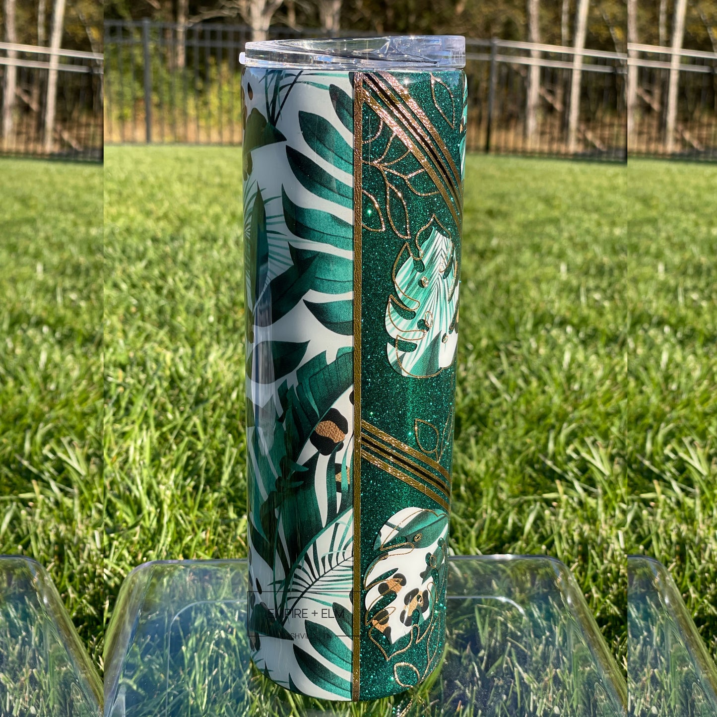 Monstera & Leopard Print 30 oz Skinny Tumbler