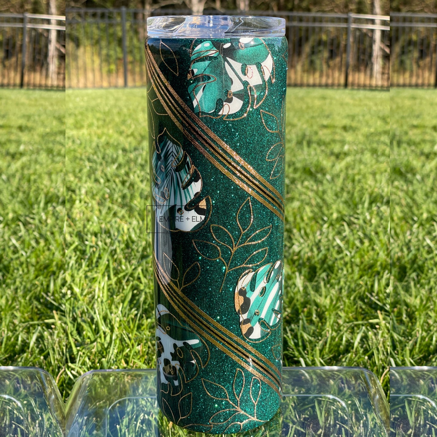 Monstera & Leopard Print 30 oz Skinny Tumbler