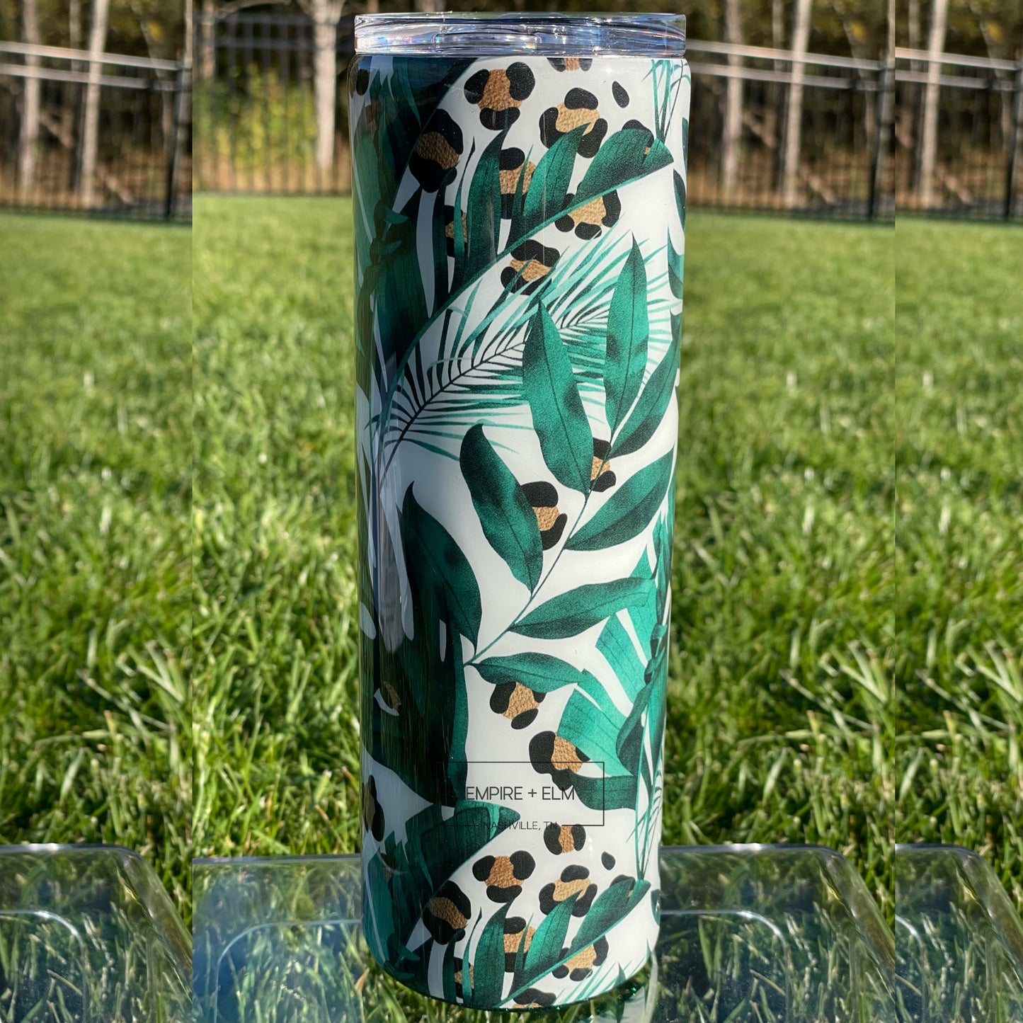 Monstera & Leopard Print 30 oz Skinny Tumbler